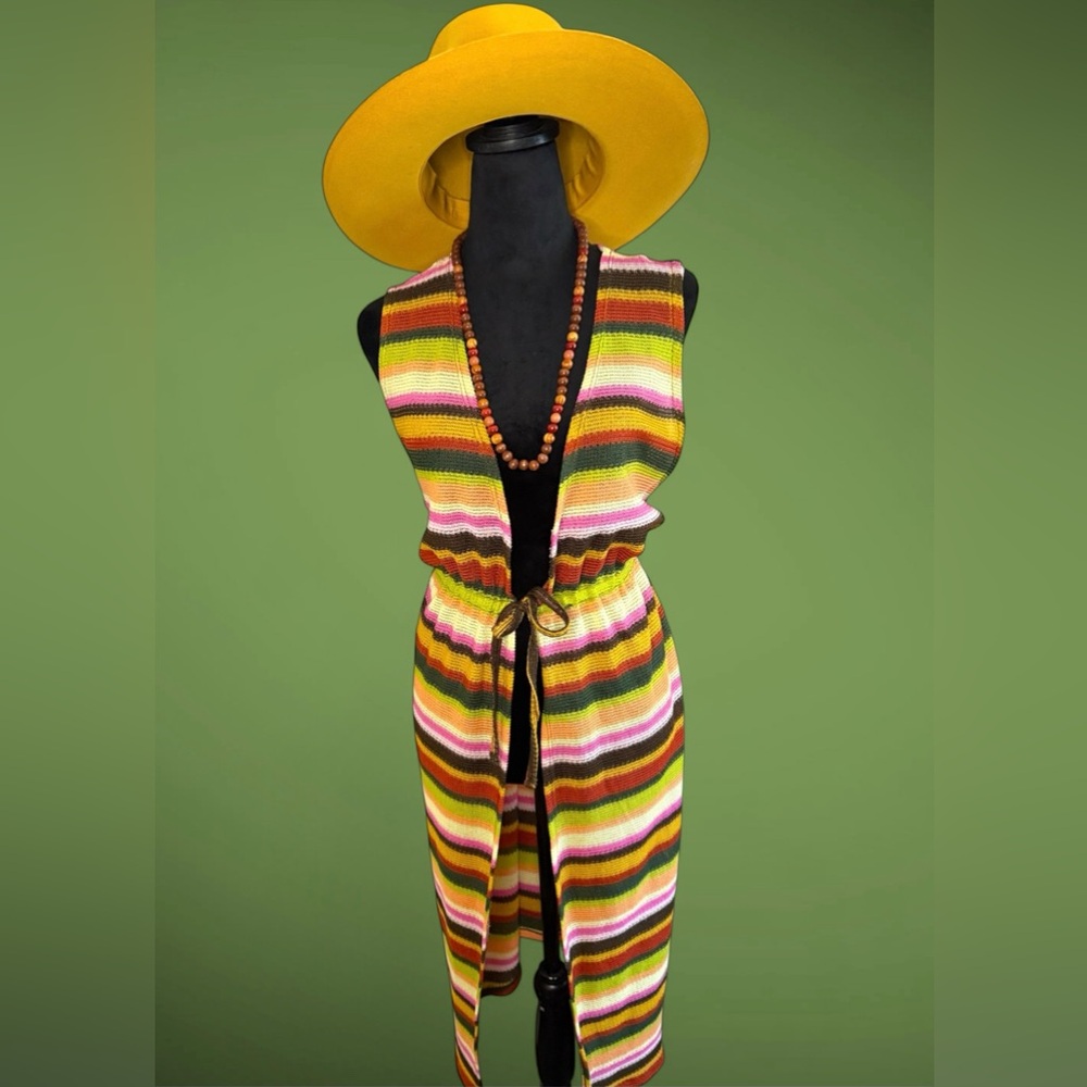 Cato multicolored knit open duster
